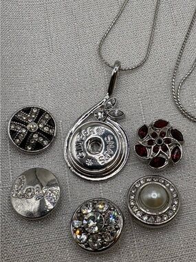 BLING Snap Button Necklace with 5 Charms - Genuine Ginger Snaps & Co. Set